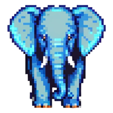 PostgreSQL database logo with elephant symbol in pixel art sticker