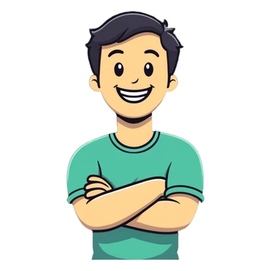 arms crossed holding neck laughing guy sticker