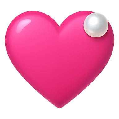 Create a pink heart with a pearl accent in the style of emoji, with no background. The image should have a clean and simple emoji look with a pearl accent on the heart. sticker
