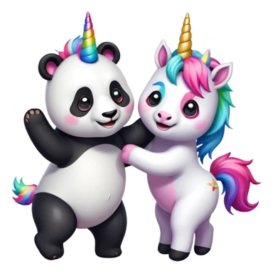 Panda and unicorn dancing sticker