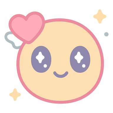 cute and rounded reinterpretation of fantrie.com logo emoji, emphasizing bright and friendly feeling sticker