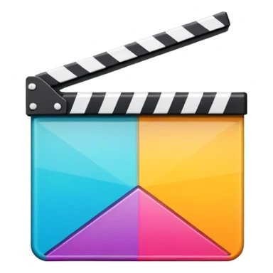 ultra simplified movie clapper in vibrant colors, two rectangles and a line, geometric minimalism sticker