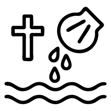 Christian baptism icon, simple outline, no fill sticker