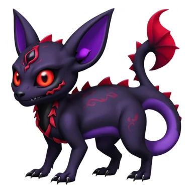 Edgy Spooky Gothic Evil Duskull-Salandit-Umbreon-Fakémon-hybrid-creature (full body)  sticker