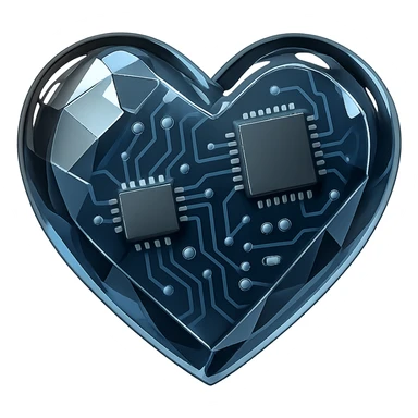 Make the heart-shaped diamond cut black with a glossy effect, keep the style and transparent background. sticker