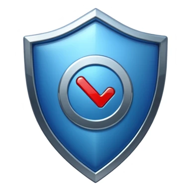 shield with a tick mark in the center all in blue-ish color sticker