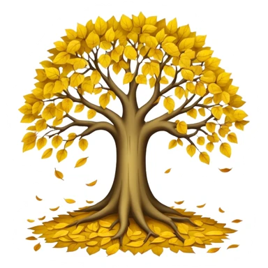 tree with low leaves releasing  old yellow leaves  sticker