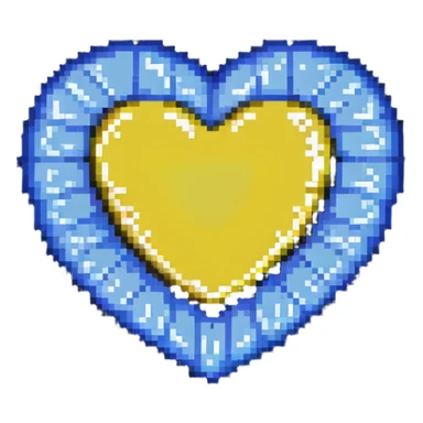 heart with yellow top and blue bottom sticker