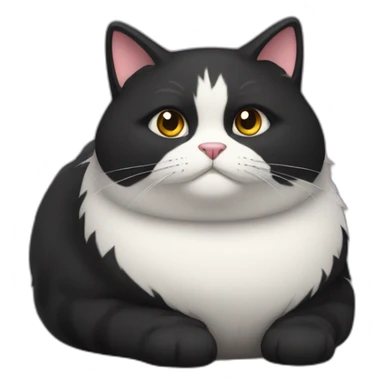 fat furry all black cat sticker