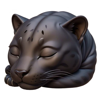 Meme-Worthy cute Sleeping Panther Portrait Emoji, Head resting peacefully with a contented smile, showcasing a luxuriously sleek form and eyes gently closed in serene slumber, Simplified yet comically adorable features, highly detailed, glowing with a soft, drowsy dark light, high shine, relaxed and utterly lovable, stylized with an air of playful laziness, bright and heartwarming, soft glowing outline, capturing the essence of a sleeping panther that feels destined to become the next viral icon of adorable rest! sticker
