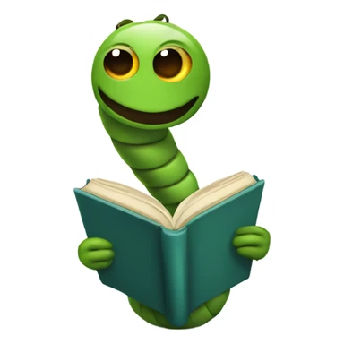 A worm wearing classes holding a book sticker