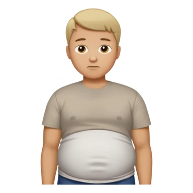 Male has bloated belly in t-shirt profile angle shot sticker