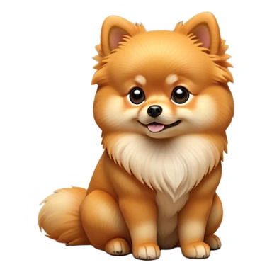 cinematic-[pomeranian]-realistic-full-body-sitting-emoji,-tail-resting-loosely-beside-its-paws,-head-tilted-dramatically, -fluffy-[orange]-fur,-simplified-yet-realistic-focused-features,-highly-detailed,-glowing-with-an-almost-sarcastic-glow sticker