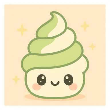 vanilla matcha kawaii style with cute face pastel green and off-white colors sticker
