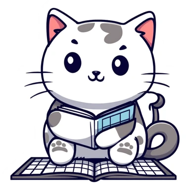 cat playing sudoku sticker
