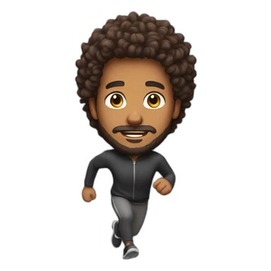brown man curly hair and beard running sticker