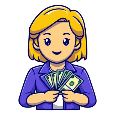 blonde girl with cash sticker