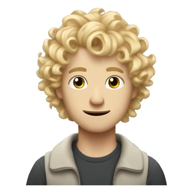 guy with very curly blonde hair and pimples, norwegian ethnicity, but emo sticker
