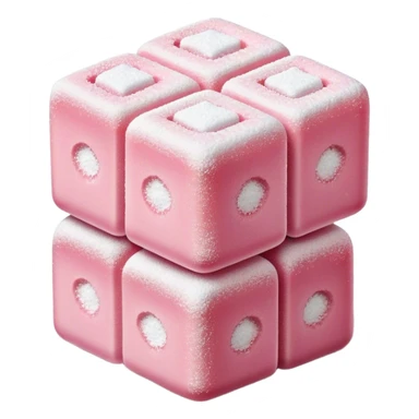 Cinematic Realistic Turkish Delight Dessert Emoji, featuring delicate, chewy confections dusted with powdered sugar rendered with vibrant textures and soft, inviting lighting. sticker