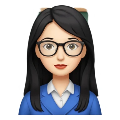 women teacher with black long hair sticker
