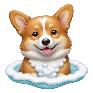 Corgi taking a bubble bath sticker