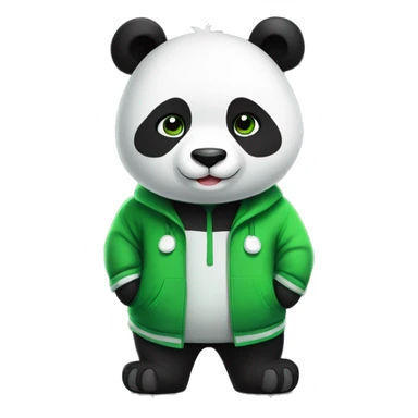 black and white panda in green clothes and on his clothes should be written theo the best sticker
