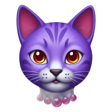 Purple cat with red crystals sticker