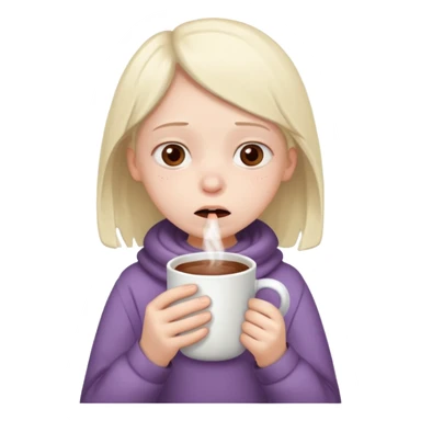 sick child drinking hot drink sticker