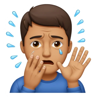 Generate me a dude slapping  his face in annoyance while he's crying sticker