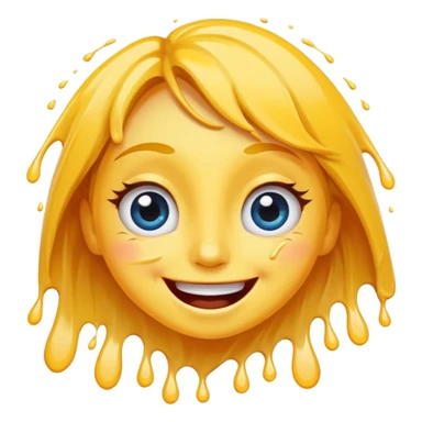 A joyful face emoji with wide eyes and a big smile, tears of laughter flowing. The face radiates positive energy, surrounded by vibrant splashes in dynamic brush strokes. sticker