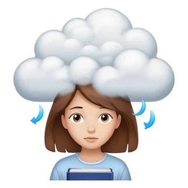 determined shy girl who is dreaming of 100%on her exam in a dream cloud   brown hair sticker