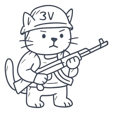 A cat with a gun serving in the ZSU sticker