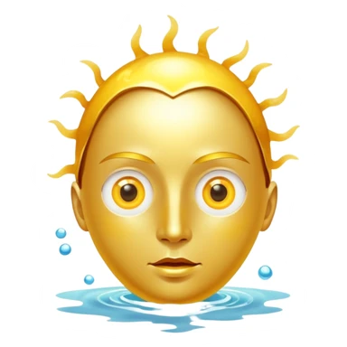 Chicken, bright egg yolk, and shiny fish floating around an open eye that emits a golden ray sticker