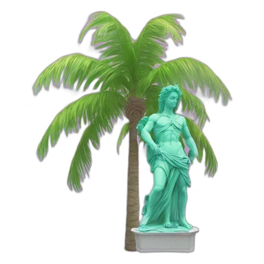 vaporwave palm tree and statue sticker