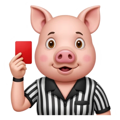 pig referee showing red card sticker