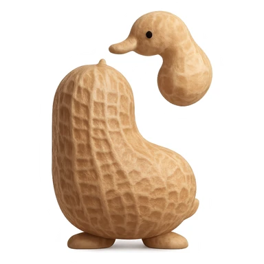 Add a realistic peanut shell texture to the 3D peanut character, keep it cute and with no facial expression, maintain transparent background. The style is 3D emoji style with a realistic peanut shell texture, cute and expressionless. sticker