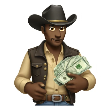 Cowboy Gambler winning money sticker