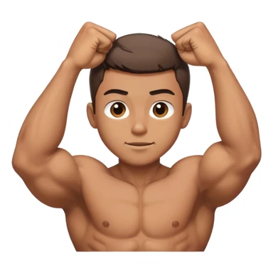 Brown Shirtless guy with short hair flexing sticker