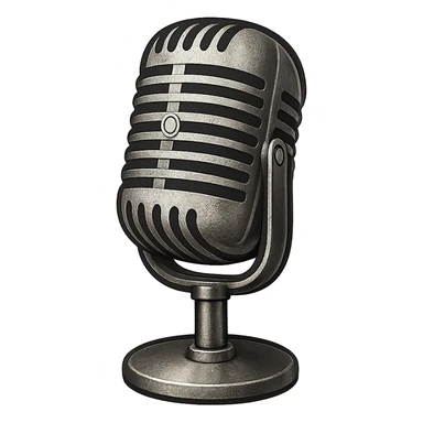 vintage style microphone icon, classic 1950s look, metallic details sticker