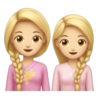 deux filles une fille blonde et fille asiatique sticker