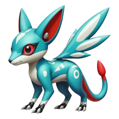 Shiny Colorful Exotic Futuristic Cyber-Vernid-Trico-Meloetta-Latias-Koraidon-Peppercat-Protogen-Pokémon-Digimon-Fakémon-fusion-hybrid-creature sticker
