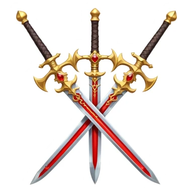 Golden fiery royal two crossed swrods with red gem and golden blade and golden handle sticker