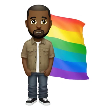 kanye west with a pride flag sticker