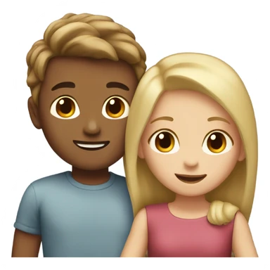 girl with brown hair hugging boy with blonde hair sticker