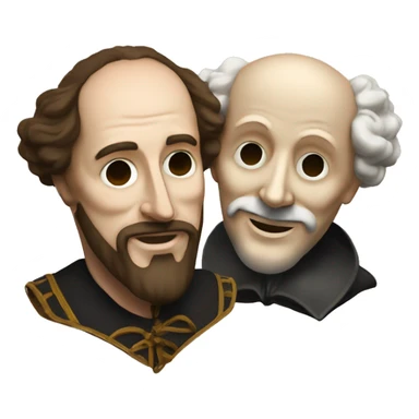 Shakespeare holds two masks in his hands - comedy and tragedy sticker