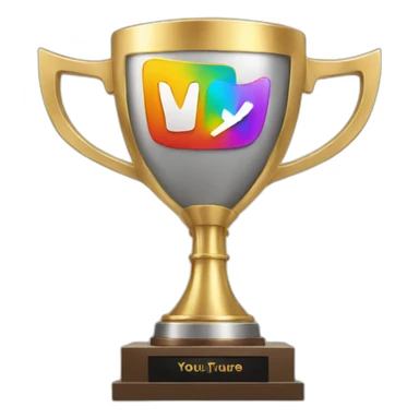 trophy with youtube logo sticker
