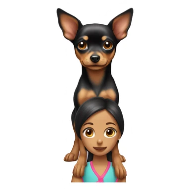 toy terrier with a girl in his arms sticker
