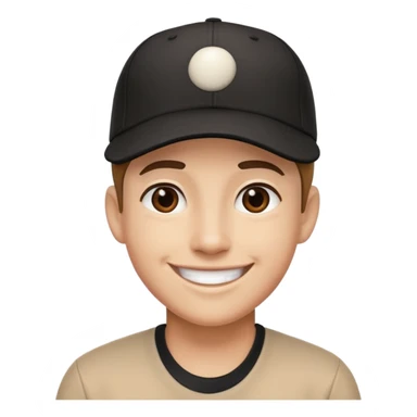Smiling with black baseball cap sticker