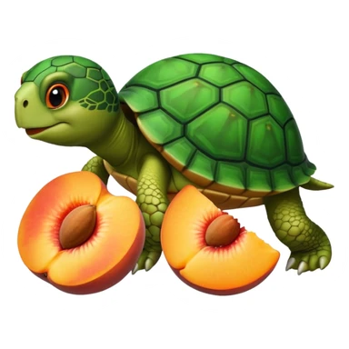 Turtle eating peaches  sticker