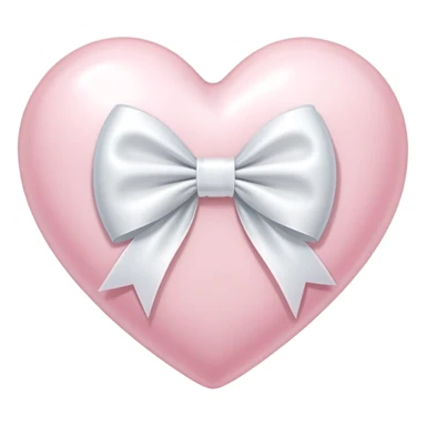 Light pink heart with white ribbon bow sticker